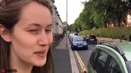 Prankster 'paints' double yellow lines OVER a car after motorist refused to move it