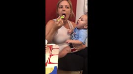 Mom steals ice cream from baby