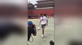 Fans erupt in screams as Cristiano Ronaldo visits Beijing