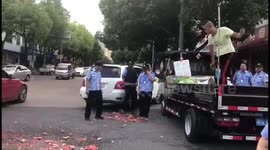 Furious fruit seller smashes watermelons to avoid punishment