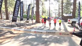 2017 Badwater 135 Female Champion, Sandra Villines, crosses finish line