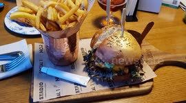 Gold Plated Burger in Fancy Restaurant