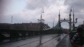 Storm Has Arrived to Liberty Brigde in Budapest