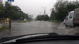Roads turn into rivers as Russian city floods