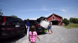 YouTuber Viva Frei makes bubblewrap slip n' slide for kid's birthday
