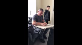 My step father opens a painting of him and his grandkids and is speechless.