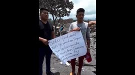 Neighbors of San Miguel Los Lotes claiming the government to allow them to recover the remains of their families buried afther the eruption of Fuego Volcano, in Guatemala.