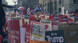 Protest signs held at the start of the Stop Trump Protest, London, 13th July 2018