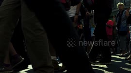 Marching legs at the Stop Trump Protest, London, 13th July 2018