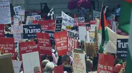 Many signs of protest at Stop Trump Protest, London, 13th July 2018