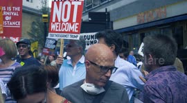 Ed Miliband greets and joins with Protesters at the Stop Trump March in London, 13th July 2018