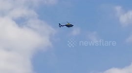 An air ambulance flying above Hoe Street, Walthamstow