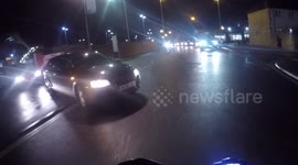 Car pulls out on biker near miss