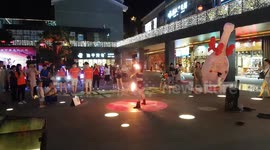 Fire show entertainer in China