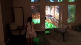 Dad uses projectors to create real-life 'Jurassic Park' for daughter, 7
