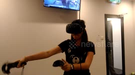 Women playing VR Zombie Game (Funny actions)