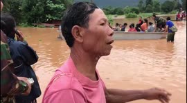 Rescue efforts around flooded villages in Laos