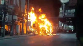Bus bursts into flames in Bangkok