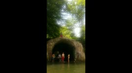 My buddy accidentally bellyflopping on a cliff jumping trip