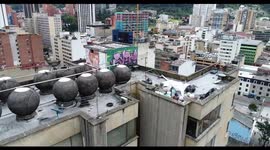 aerial shot graffiti building