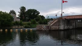Drone footage of lock system on Montreal's Lachine Canal