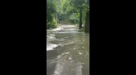 Flood waters wash out road in Pennsylvania