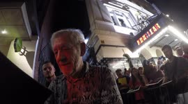 Sir Ian McKellen signs autographs, walks with Sir Patrick Stewart after King Lear press night