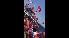 Rangers fans on boat encounter rival Celtic fans on holiday