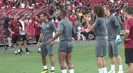 Arsenal players invent crazy dance during keep-ball session in Singapore