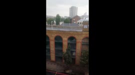 Heavens open in Farringdon after a month of heat.