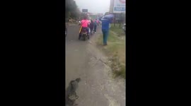 Evacuation of people by volcano alert