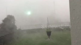 Filmer captures power lines sparking as severe storms strike UK