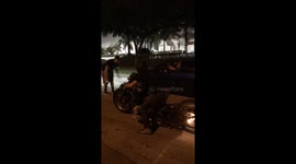 Street racing almost goes wrong motorcycle vs evolution