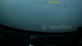 Lightning hitting ground caught on dash cam