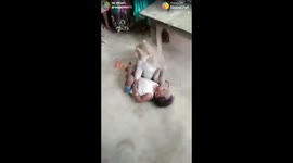 Monkeys captured a little baby