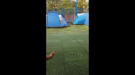 Huge hail stones rip tents in York