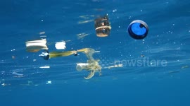 Straws and bottle tops litter seas of Indonesia's famous Komodo National Park