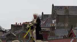 Tour De Yorkshire Whitby 2016 Captain Cook On Bicycle.