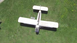 4 K aerial view airplanes parked
