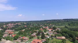 Aerial view of the village. move drone