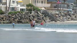 Young girl rescued by lifeguard