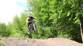 Drone footage of dirt jumps at bike park