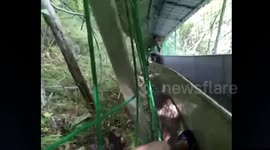 Gruesome pileup at the bottom of slide as water pipe bursts and causes human cascade