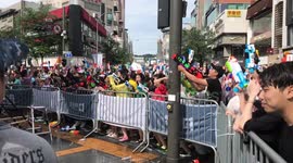 Watergun festival druing heatwave in Seoul Korea
