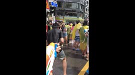 Watergun festival dancing fortnite in Seoul Korea during heatwave