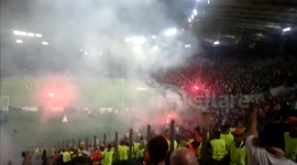 Violent scenes in the stands at Roma v CSKA Moscow match