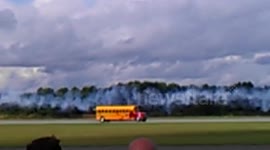 Jet powered school bus races microjet