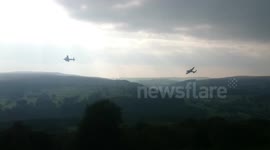 Lancaster Bombers fly over Hathersage in the Peak District