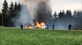 Truck goes up in flames at rally in Estonia