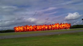 Fighter jet stages napalm drop at air show